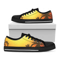 Tropical Beach Sunset Print Black Low Top Sneakers
