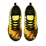 Tropical Beach Sunset Print Black Sneakers