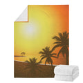 Tropical Beach Sunset Print Blanket