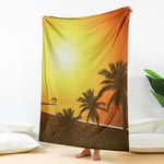 Tropical Beach Sunset Print Blanket