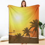 Tropical Beach Sunset Print Blanket