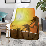 Tropical Beach Sunset Print Blanket