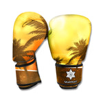 Tropical Beach Sunset Print Boxing Gloves