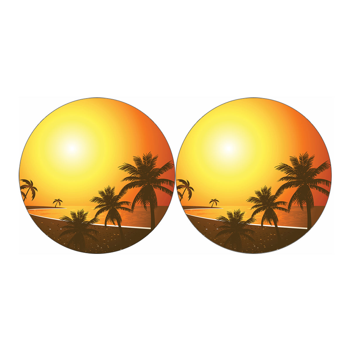 Tropical Beach Sunset Print Car Coasters