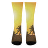 Tropical Beach Sunset Print Crew Socks