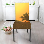 Tropical Beach Sunset Print Dining Chair Slipcover