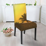 Tropical Beach Sunset Print Dining Chair Slipcover