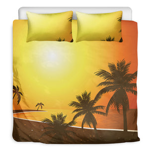 Tropical Beach Sunset Print Duvet Cover Bedding Set
