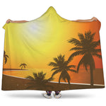 Tropical Beach Sunset Print Hooded Blanket