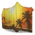 Tropical Beach Sunset Print Hooded Blanket