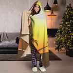 Tropical Beach Sunset Print Hooded Blanket