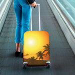 Tropical Beach Sunset Print Luggage Cover