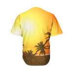 Tropical Beach Sunset Print Men's Baseball Jersey