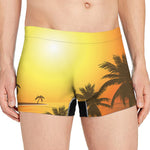 Tropical Beach Sunset Print Men's Boxer Briefs