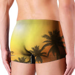 Tropical Beach Sunset Print Men's Boxer Briefs