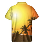 Tropical Beach Sunset Print Men's Short Sleeve Shirt