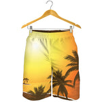 Tropical Beach Sunset Print Men's Shorts