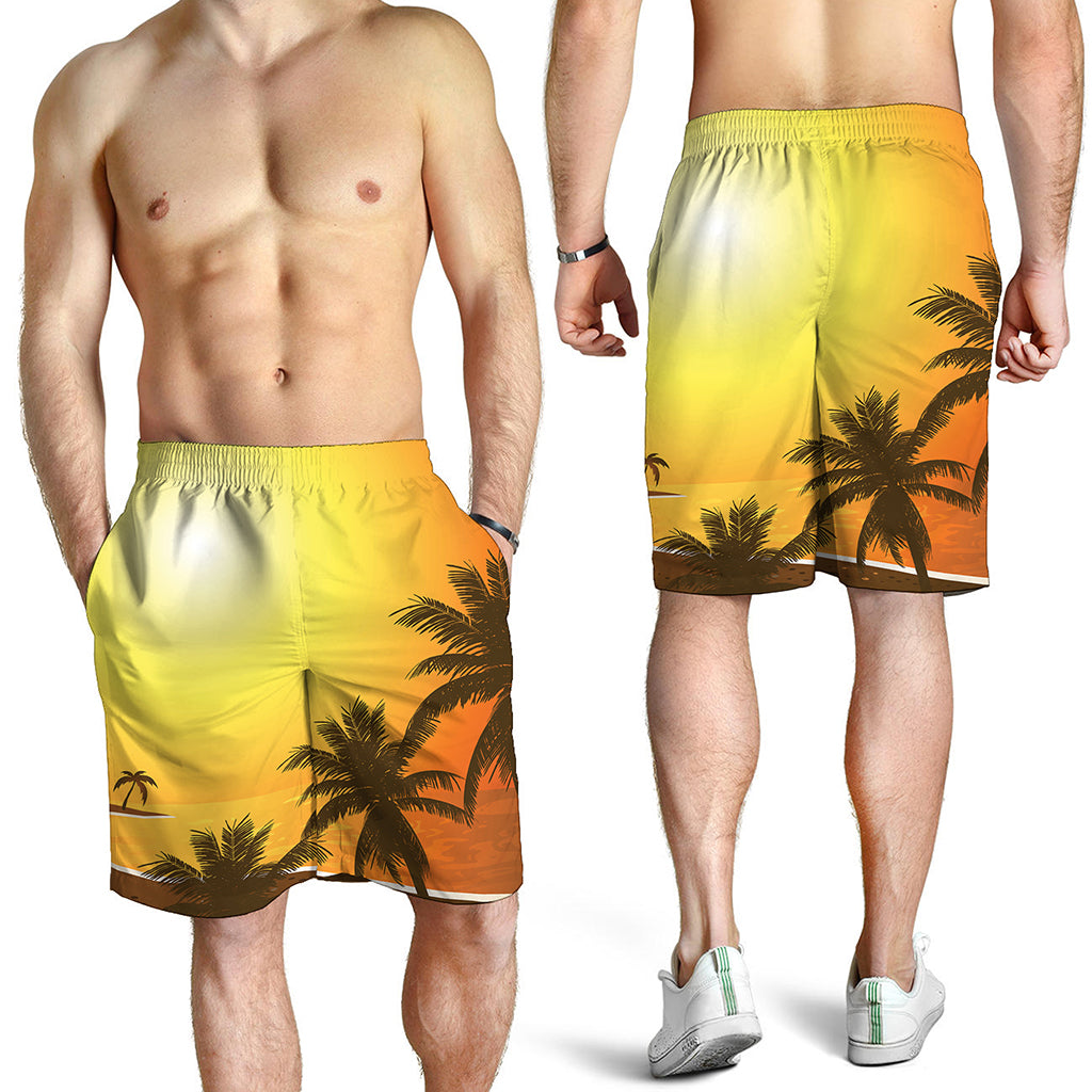 Tropical Beach Sunset Print Men's Shorts