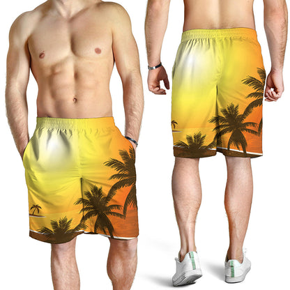 Tropical Beach Sunset Print Men's Shorts