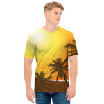 Tropical Beach Sunset Print Men's T-Shirt