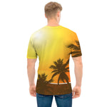 Tropical Beach Sunset Print Men's T-Shirt