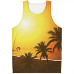 Tropical Beach Sunset Print Men's Tank Top