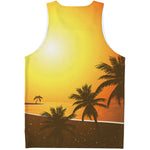 Tropical Beach Sunset Print Men's Tank Top