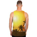 Tropical Beach Sunset Print Men's Tank Top