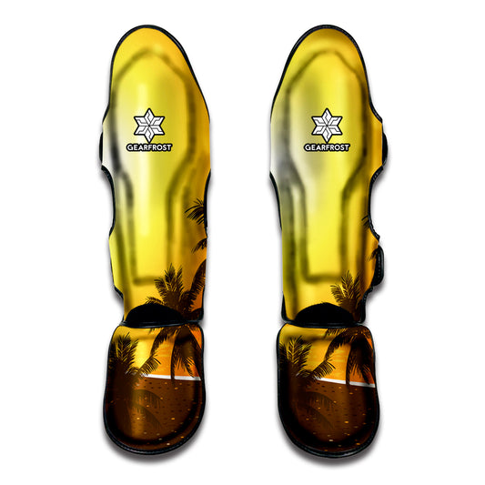 Tropical Beach Sunset Print Muay Thai Shin Guard