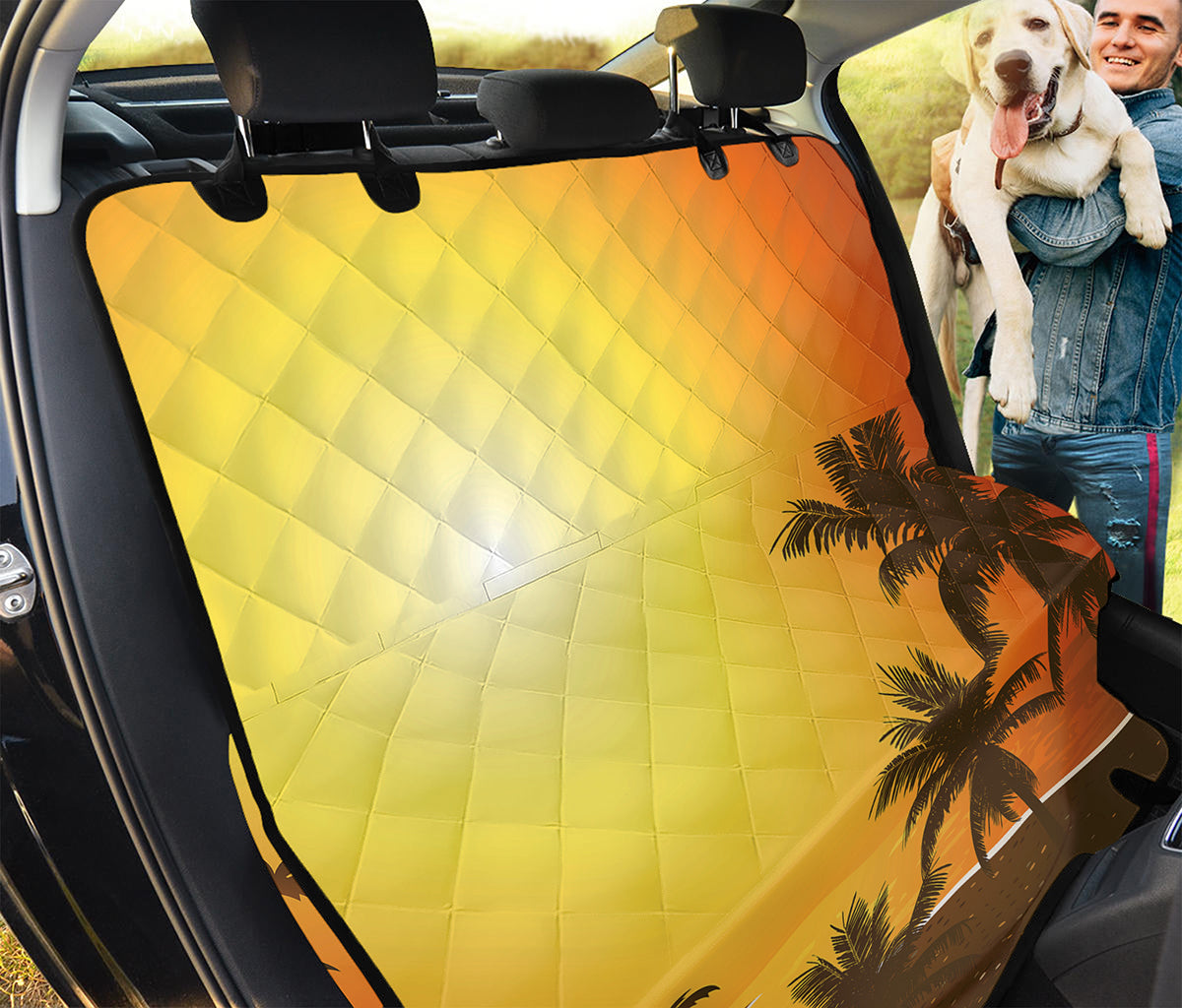 Tropical Beach Sunset Print Pet Car Back Seat Cover