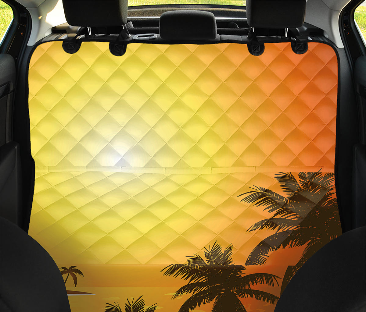 Tropical Beach Sunset Print Pet Car Back Seat Cover