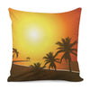 Tropical Beach Sunset Print Pillow Cover