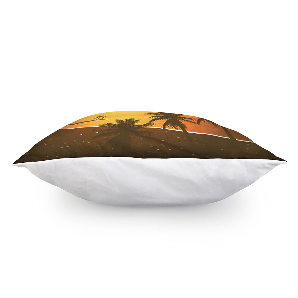 Tropical Beach Sunset Print Pillow Cover