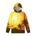 Tropical Beach Sunset Print Pullover Hoodie