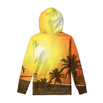 Tropical Beach Sunset Print Pullover Hoodie