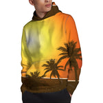 Tropical Beach Sunset Print Pullover Hoodie