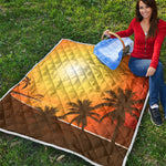 Tropical Beach Sunset Print Quilt