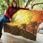 Tropical Beach Sunset Print Quilt