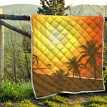 Tropical Beach Sunset Print Quilt