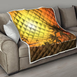 Tropical Beach Sunset Print Quilt