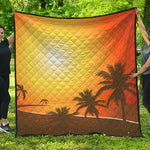 Tropical Beach Sunset Print Quilt