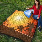 Tropical Beach Sunset Print Quilt
