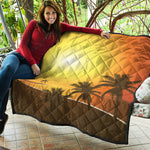 Tropical Beach Sunset Print Quilt