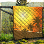 Tropical Beach Sunset Print Quilt