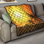 Tropical Beach Sunset Print Quilt
