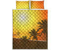 Tropical Beach Sunset Print Quilt Bed Set