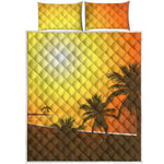 Tropical Beach Sunset Print Quilt Bed Set