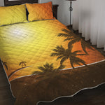 Tropical Beach Sunset Print Quilt Bed Set