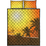 Tropical Beach Sunset Print Quilt Bed Set