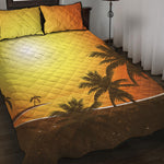 Tropical Beach Sunset Print Quilt Bed Set